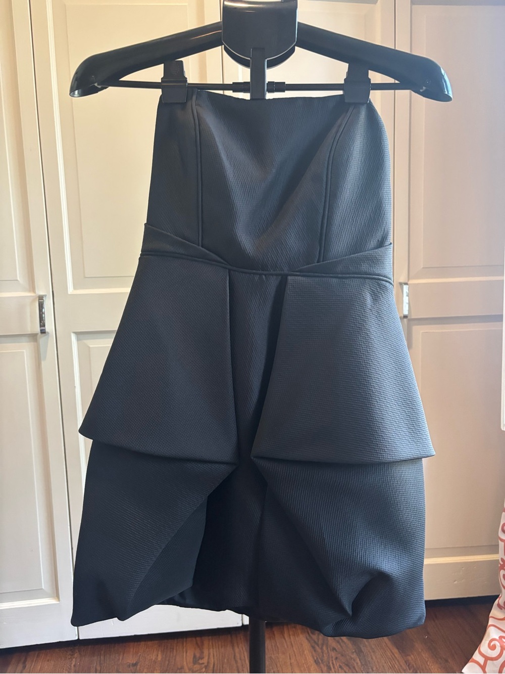 Tibi Strapless Black Textured Dress